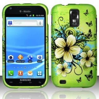 Samsung Galaxy S II 2 s2 Hercules T989 Accessory   Green Hibiscus Hawaii Flower Design Protective Hard Case Cover for TMobile Cell Phones & Accessories