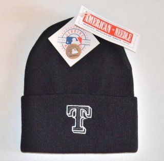 Texas Rangers Black (WL) Beanie Hat   MLB Cuffed Winter Knit Cap  Sports Fan Beanies  Sports & Outdoors