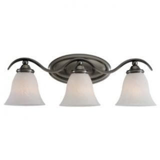 Sea Gull Lighting 44361 965 Rialto Three Light Vanity, Antique Brushed Nickel Finish with Etched White Alabaster Glass   Wall Sconces  