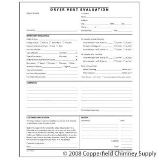 Copperfield 99400 Dryer Vent Evaluation Form, Pack of 100 Triplicate Forms   Fireplace Accessories