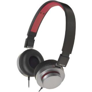 Black/Silver with Red Glow Accent Street Style Monitor Headphones with Remote Controller/Microphone for iPod/iPhone Electronics