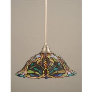 Toltec Lighting 26 bn 990 Brushed Nickel Finish Stem Pendant With 18.25 In. Kaleidoscope Tiffany Glass   Ceiling Pendant Fixtures  