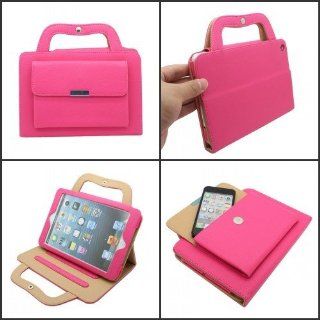 Handbag Design Pouch Briefcase PU Leather Case Cover with a Stand for Ipad Mini  ?Hot Pink Cell Phones & Accessories