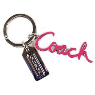 Coach Script Logo Metal Silver Keychain Key Fob Pink Shoes