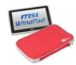 Red Neoprene Zip Sleeve For Easypix EasyPad 1370, EasyPad 970 & MSI Windpad, By DURAGADGET Computers & Accessories