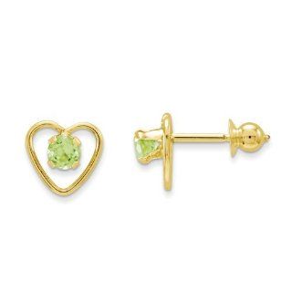 14k Madi K 3mm Peridot Birthstone Heart Earrings, Best Quality Free Gift Box Satisfaction Guaranteed Jewelry