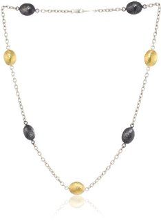 GURHAN "Jordan" Dark Silver and Gold Short Station Necklace Chain Necklaces Jewelry
