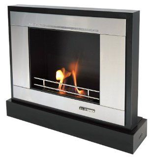 VioFlame Portable Rectangular Fireplace with Stainless Steel Surround   Ventless Fireplaces