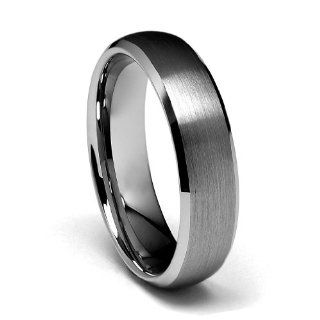 6mm Beveled Edge Cobalt Free Tungsten Carbide COMFORT FIT Wedding Band Ring for Men and Women (Size 6 to 14) Men S Wedding Bands Jewelry