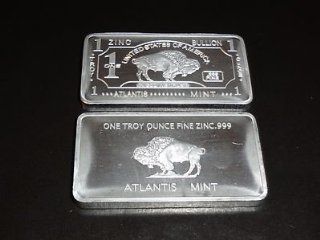 Lot of 50 X 1 Troy Oz Zinc Buffalo Bullion Bar .999 fine/pure/ingot/collectible  