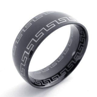 Pr620827 R&d Stainless Steel Ring Mens Greek Key Black Size 11 