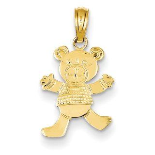 14k Playful Teddy Bear With Arms Pendant, Best Quality Free Gift Box Satisfaction Guaranteed Pendant Necklaces Jewelry