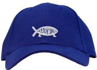 Darwin Fish Embroidered Baseball Cap   Royal 