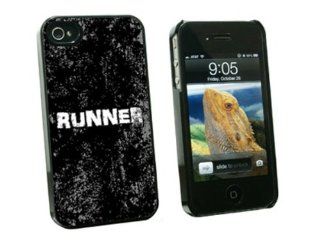 Graphics and More Runner Distressed Snap On Hard Protective Case for Apple iPhone 4/4S   Non Retail Packaging   Black Cell Phones & Accessories