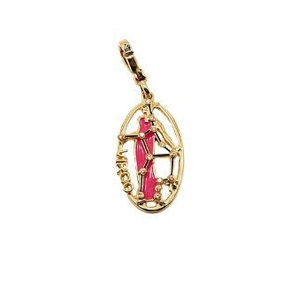 Juicy Couture   Hot Pink Enamel Virgo   Zodiac Horoscope Astroglogical Sign  Gold Plated Charm Jewelry