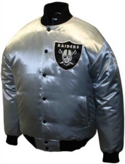 NFL Men's Oakland Raiders Prime Silver Satin Jacket (Silver, Small)  Sports Fan Outerwear Jackets  Clothing