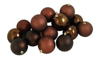32ct Chocolate Brown Shatterproof 4 Finish Christmas Ball Ornaments 3.25" (80mm)  
