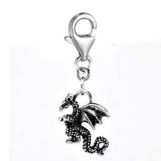 Clip on Dragon Charm Pendant for European Clip on Charm Jewelry w/ Lobster Clasp Jewelry