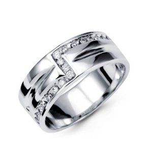 18K White Gold Mens Wedding Anniversary Diamond Ring Jewelry