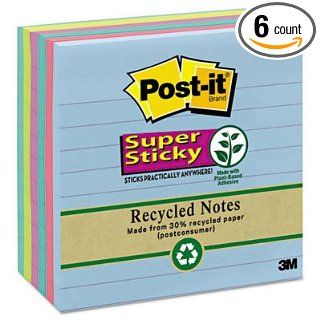 Post it Notes Super Sticky Super Sticky Notes, 4x4, Lined, Five Tropic Breeze Colors, 6 90 Sheet Pads/PK