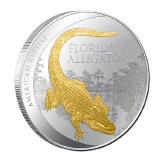 Florida Alligator 2012 Gilded 1 Oz Silver Proof Coin in Water Box 