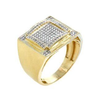 0.43 carat, Diamond Micro pave Setting Men's Ring, Round brilliant cut in 10K Yellow Gold Jewelry
