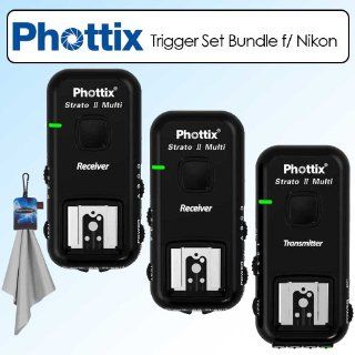 Phottix Strato II Multi 5 IN 1 Trigger Set for Nikon  PH15653 Bundle With Additional Receiver and Microfiber Cloth  Digital Camera Accessory Kits  Camera & Photo