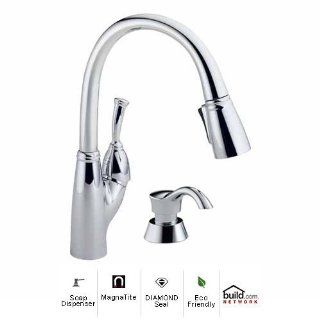 Delta 989 DST SD Chrome Allora Allora Pullout Spray Kitchen Faucet with MagnaTite Docking, Diamond Seal and Touch Clean Technologies   Includes Soap Dispenser 989 DST SD   Kitchen Sink Faucets  