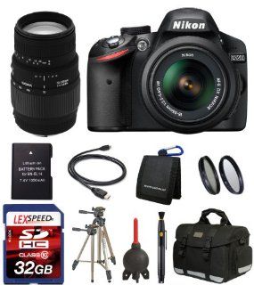 Nikon D3200 W/ 18 55mm VR Lens+ Sigma 70 300mm Lens + Battery + Deluxe Bag + Two Multi Coated 2PC Filter Kits + 32GB (10) Deluxe Kit  Digital Slr Camera Bundles  Camera & Photo