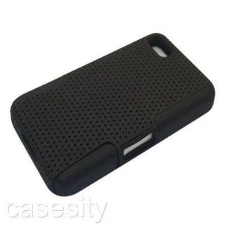 BLACK MESH HYBRID HARD SILICONE ACCESSORY CASE COVER FOR BLACKBERRY Z10 + Screen Protector & Car Charger [In Casesity Retail Packaging] 