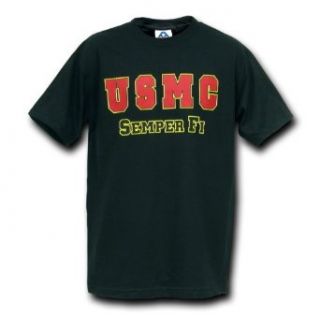 USMC "SEMPER FI" T Shirt   BLACK Military Apparel Shirts Clothing