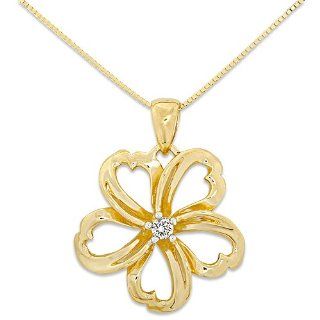 Plumeria Necklace with Diamond in 14K Yellow Gold   22mm Pendant Necklaces Jewelry
