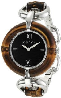 Gucci Women's YA132401 Bamboo Black Sun Brushed Dial Watch Watches