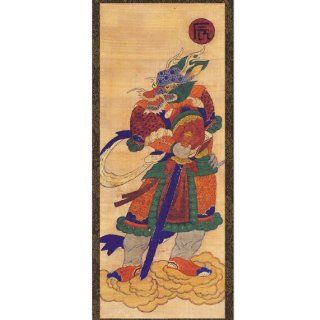 Chinese Zodiac Dragon of 12 Animals Guardian Deity Handmade Scroll Hanging Wall Art Interior Decor Asian Print Korean Folk Painting  