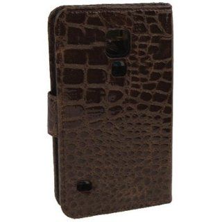 Crocodile Leather Case Wallet Style with Card Holder for Samsung Galaxy S4   Coffee Computers & Accessories