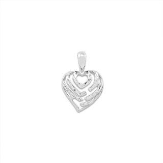 Aloha Heart Pendant in 14K White Gold   11mm Maui Divers of Hawaii Jewelry