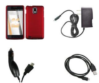 Samsung Infuse 4G   SGH i997   (AT&T) Premium Combo Pack   Red Rubberized Shield Hard Case Cover + Atom LED Keychain Light + Case Opener + Wall Charger + Car Charger + Micro USB Data Cable Cell Phones & Accessories