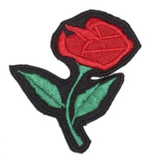 Leather Supreme Red Rose Lady Biker Embroidered Biker Patch  Red Small Clothing