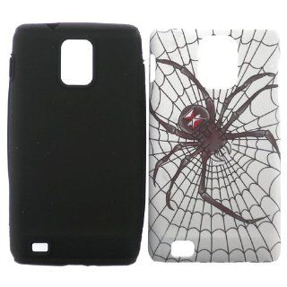 Samsung i997 i 997 Infuse 4G 4 G White with Black Widow Spider on Web Design Dual Layer Hybrid 2 in 1 Snap On Hard Protective Cover and Black Silicone Case Cell Phone Cell Phones & Accessories
