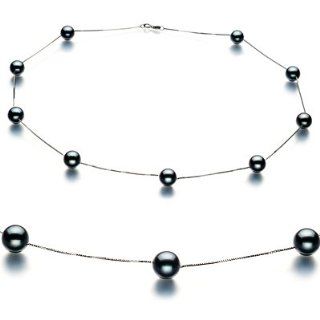 PearlsOnly Tin Cup Black 7.5 8.0mm AAA Japanese Akoya Pearl Necklace with 14k White Gold Chain PearlsOnly Jewelry