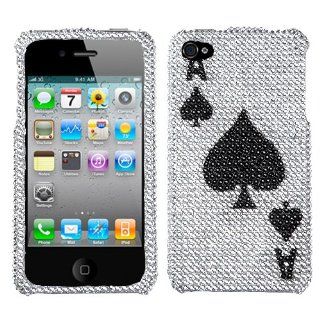 Ace of Spades With Full Rhinestones Faceplate Hard Plastic Protector Snap On Cover Case For Apple iPhone 4 Cell Phones & Accessories