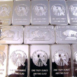 5 (Five) 1 Troy Ounce Buffalo .999 Fine Silver Clad Bar + Bonus Gold Buffalo Nickel 