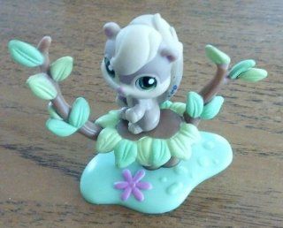 Squirrel #1372 (Skunk Mold, Brown, Green Eyes) Littlest Pet Shop (Retired) Collector Toy   LPS Collectible Replacement Single Figure   Loose (OOP Out of Package & Print) 