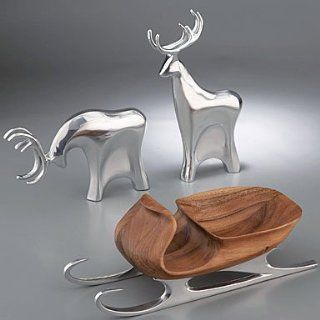 Nambe Christmas Sleigh with 2 Reindeer, 3 Piece Set   Collectible Figurines