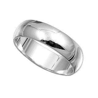 Sterling Silver Wedding Band/Ring   Width 6mm   High Polish Jewelry