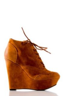 Oil Finish Suede Platform Wedge Boots in Rust, 9 Shoes
