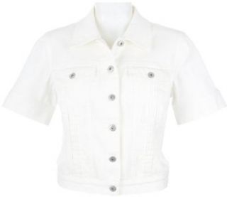 Skye's The Limit Pop Art Denim Crop Jacket Soft white Medium
