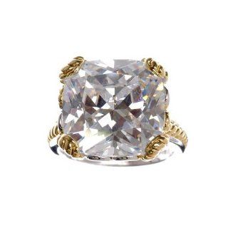 Sterling Silver Two Tone Citrine Cushion Cut Cocktail Ring Right Hand Rings Jewelry