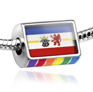 Neonblond Bead Rainbow "Mecklenburg Vorpommern" Flag region Germany   Fits Pandora charm Bracelet NEONBLOND Jewelry & Accessories Jewelry