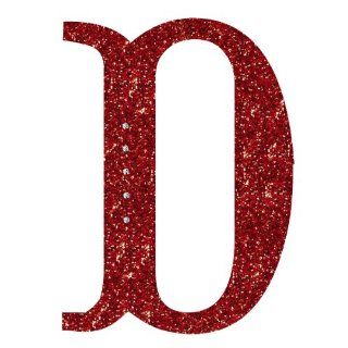 Grasslands Road 6 1/2 Inch Glitter Red Monogram Initial Ornament with Metallic Red Cord Hanger, Letter D   Decorative Hanging Ornaments